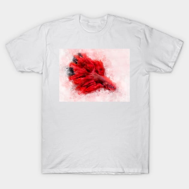 Red Betta Fish watercolor T-Shirt by SPJE Illustration Photography